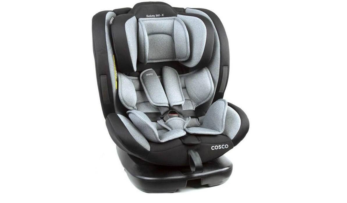 🫧  Cosco Kids, Cadeirinha Evolutty 360 X, 0 a 36kg, com Giro 360º e Isofix, Cinza Mescla
