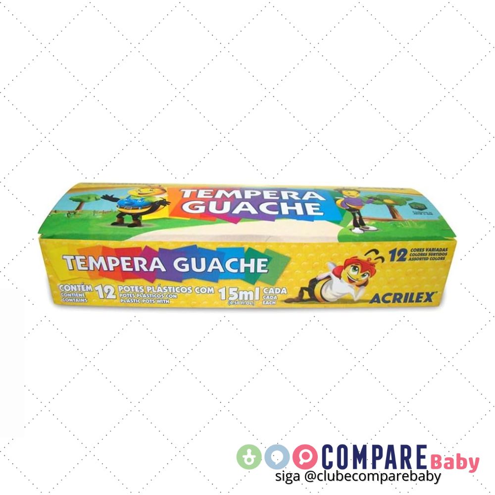😍 Tempera Guache 15ml 12 Cores, Acrilex, 020120000, Multicor
