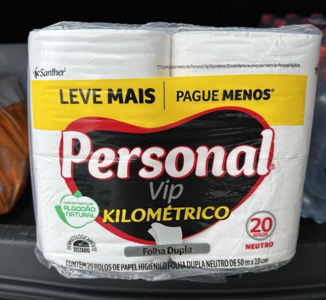 Personal Papel Higiênico Kilométrico Folha Dupla, Com 20 Rolos 50M