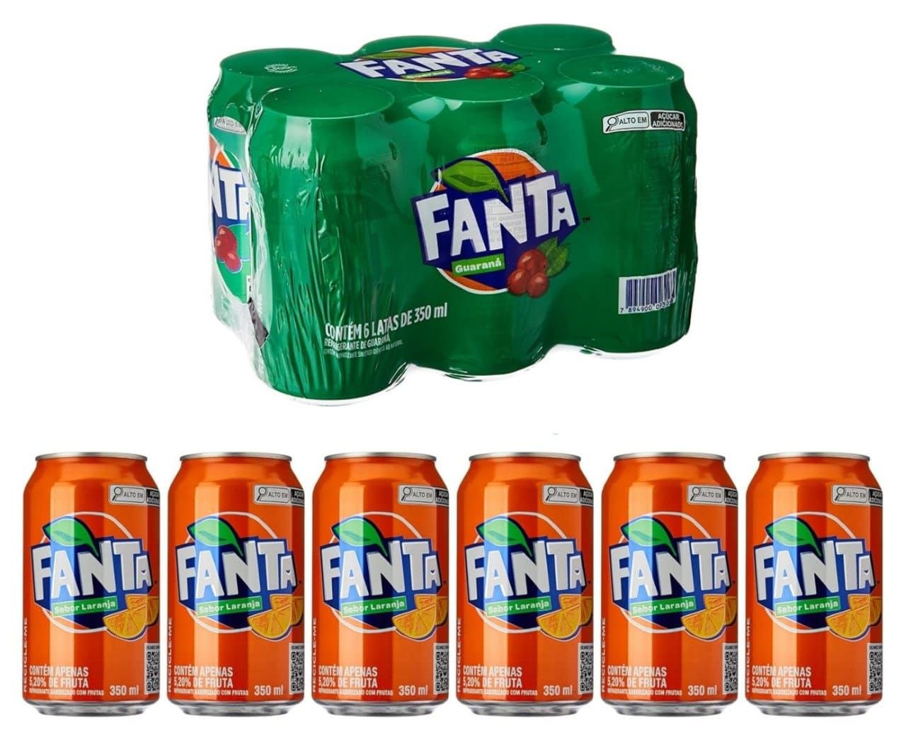 Pack de Refrigerante Fanta lata 350ml 6 unidades