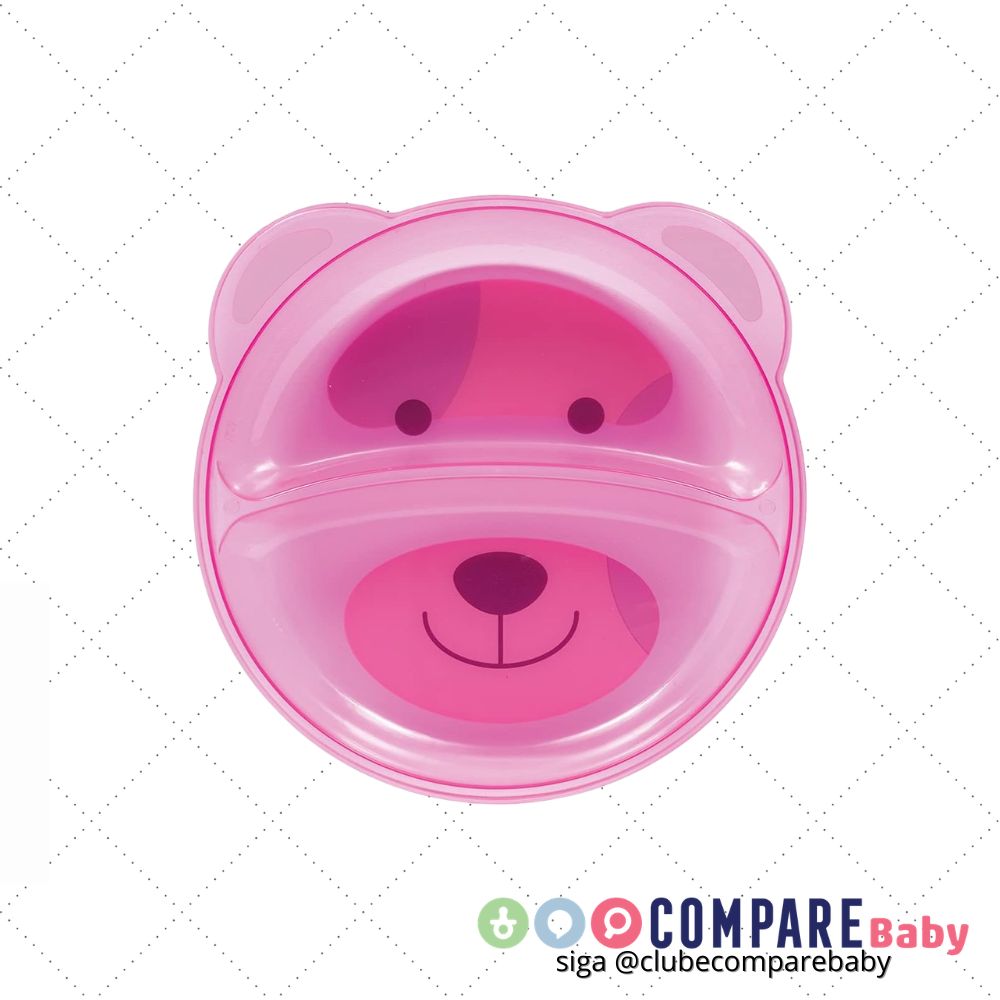 😍 Buba Prato Ursinho Com Divisória Rosa