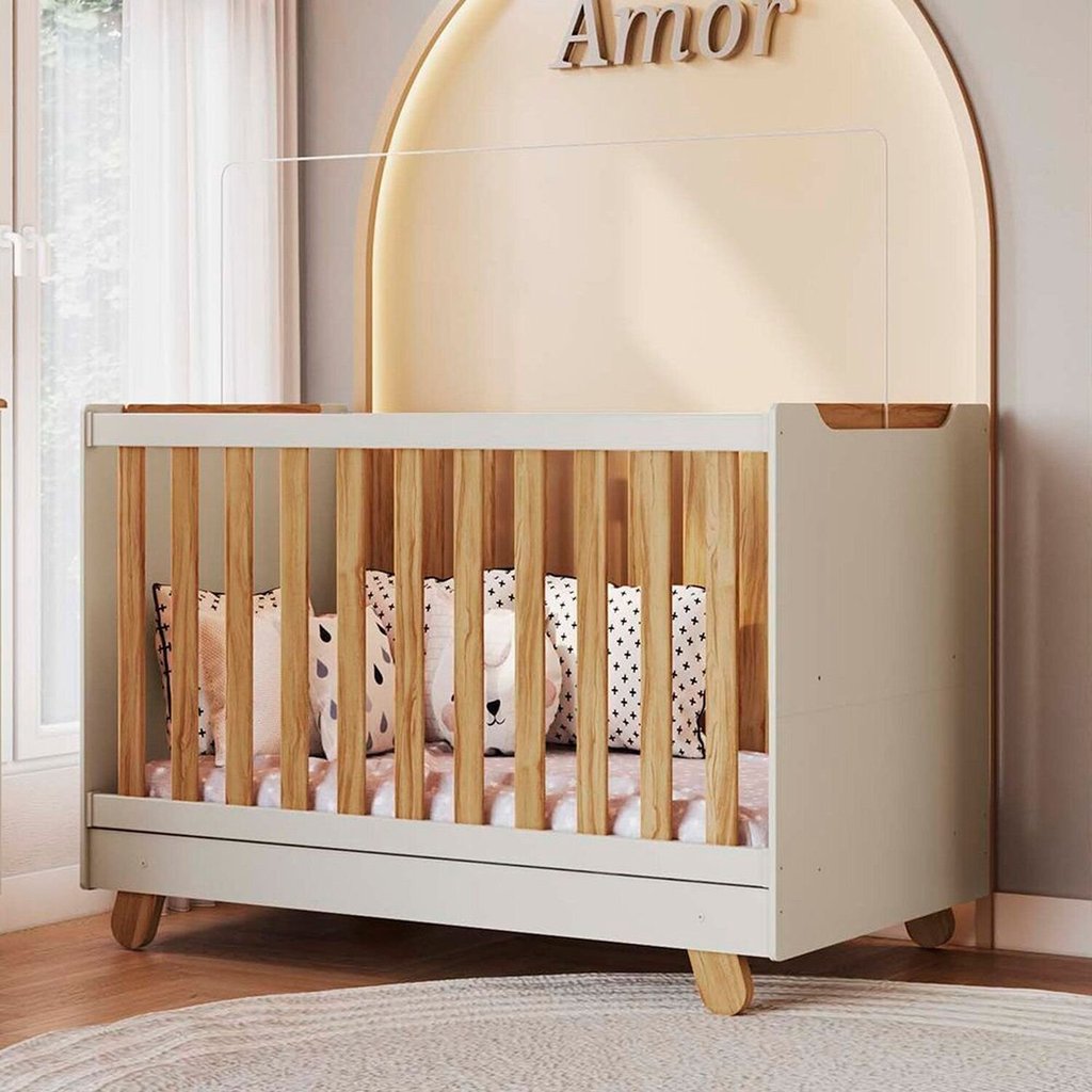 🛍️ Berço Minicama 4 em 1 Americano 100% Mdf Levy Espresso Móveis Off White/Amêndoa
