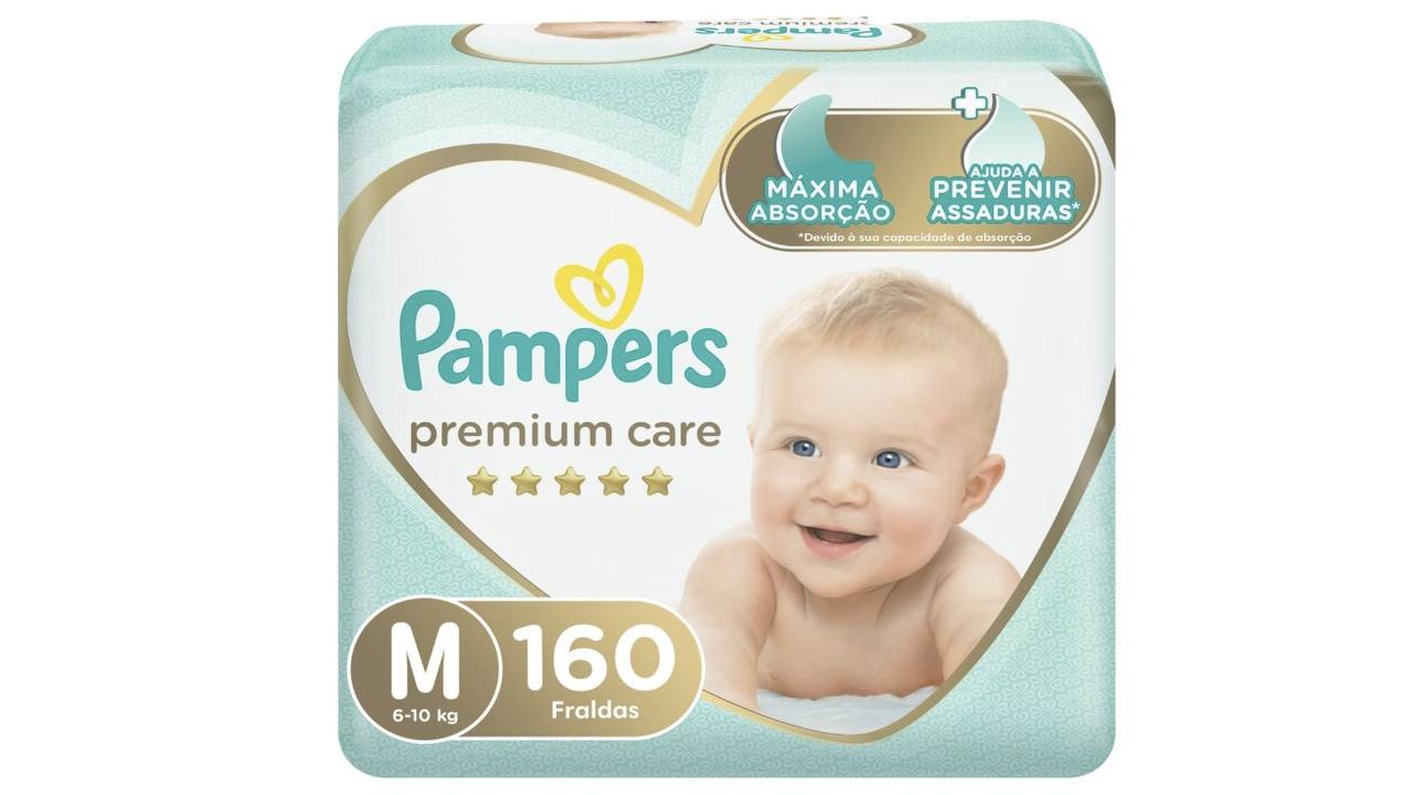 🫧 Fralda Pampers Premium Care M - 160 fraldas