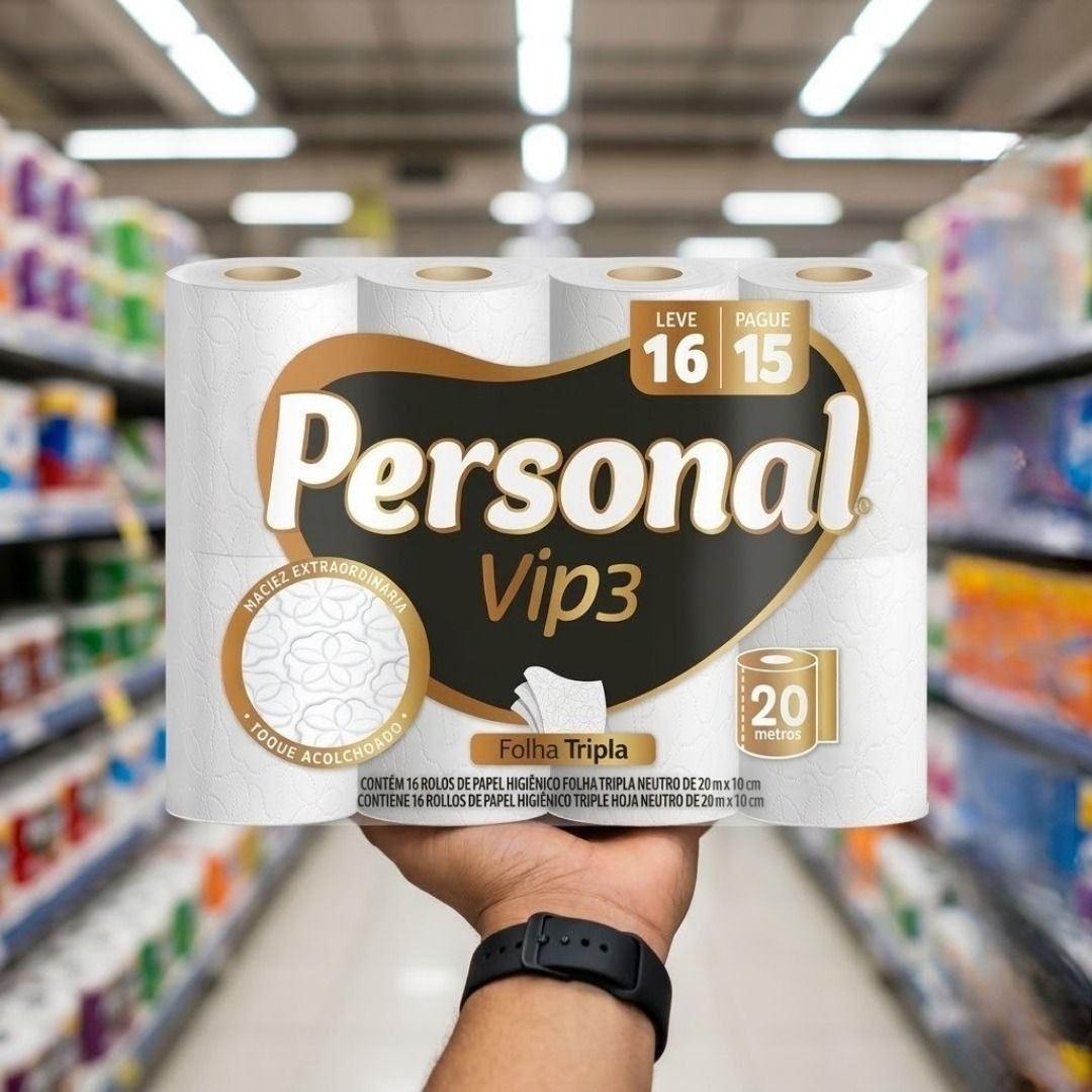 Personal Papel Higiênico Vip Folha Tripla, 16 Rolos De 20M