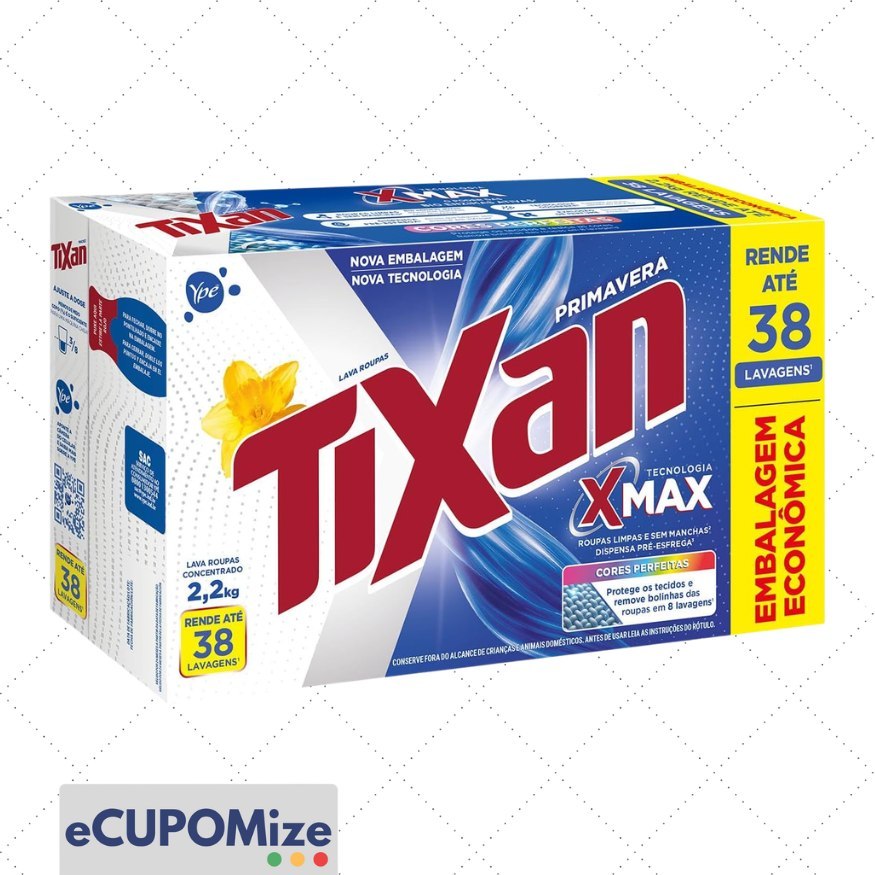 😍 Lava-Roupas Pó Concentrado Primavera Tixan Caixa 2200 G