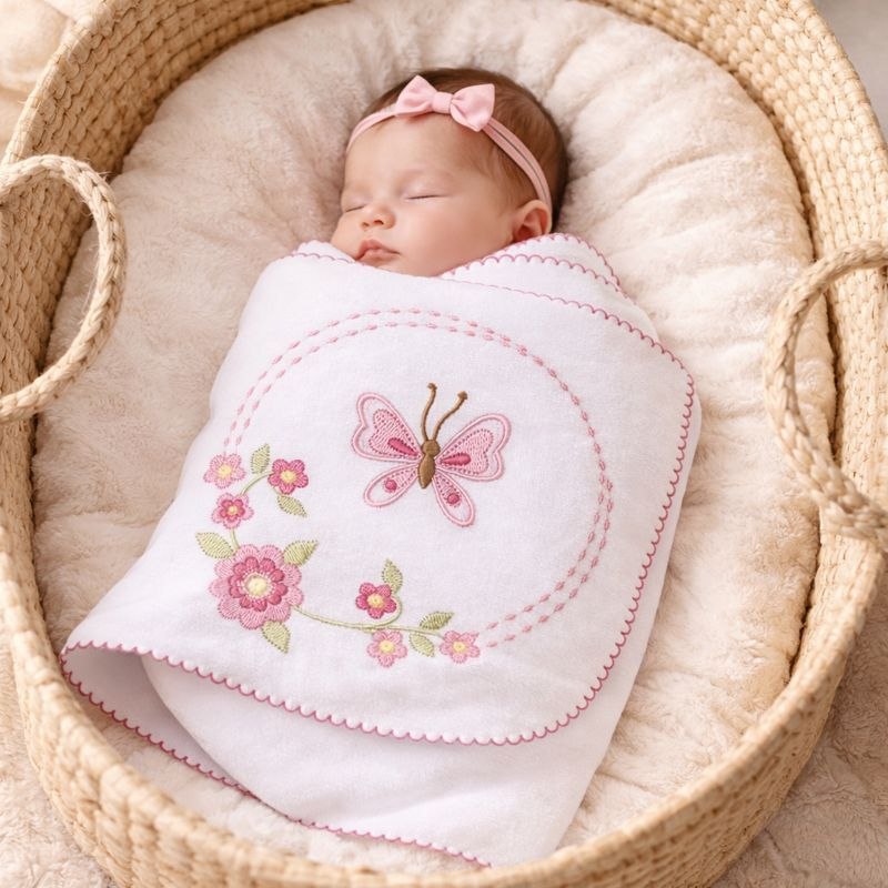 🛍️ Cueiro Bordado e Flanelado Menina e Menino A Pronta Entrega 100% Algodão - Produto Ant