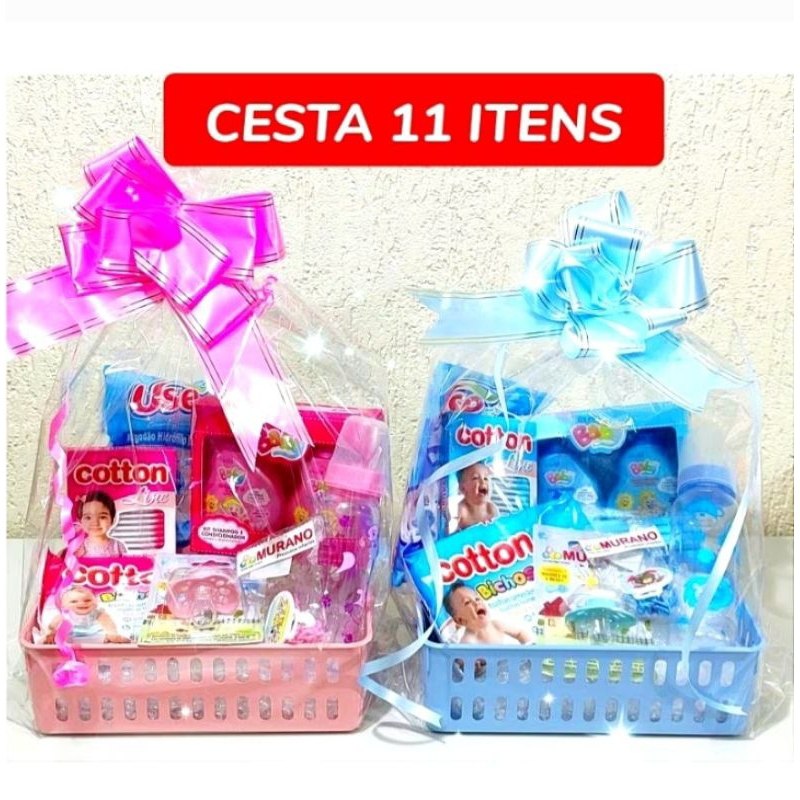 🛍️ Presente Cha de Bebe Lembrancinha Kit 11 itens Mamadeira Petita 240ml Shampoo Lenço pr