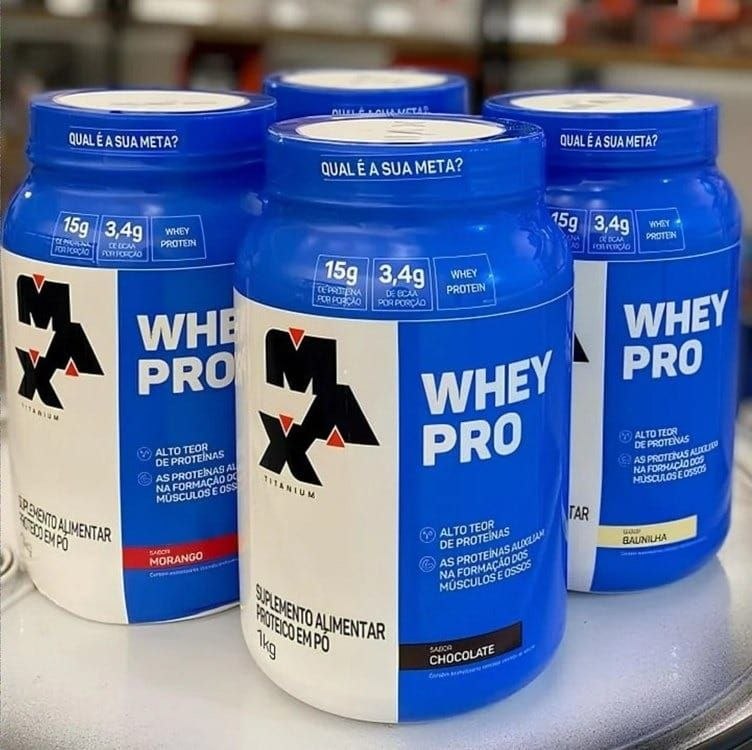 Whey Protein 1kg Whey Pro Max Titanium Sabor Baunilha BCAA e Aminoácidos