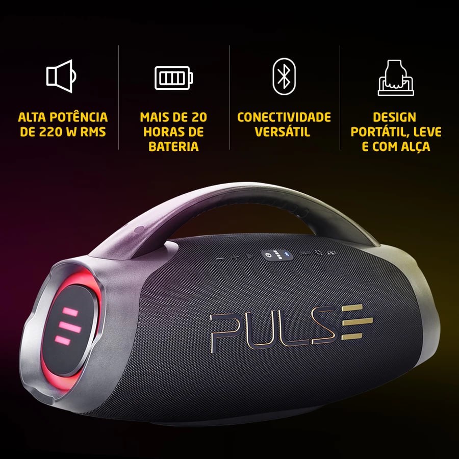 🔈 Caixa de Som Bluetooth Pulse X Boombox 220W RMS