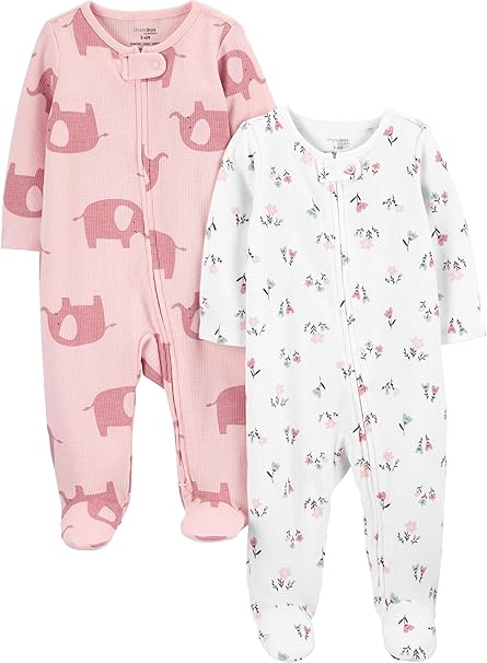 🫧 Macacão 2-way Zip Thermal Footed Sleep and Play, Pack of 2 Simple Joys by Carter's, vár