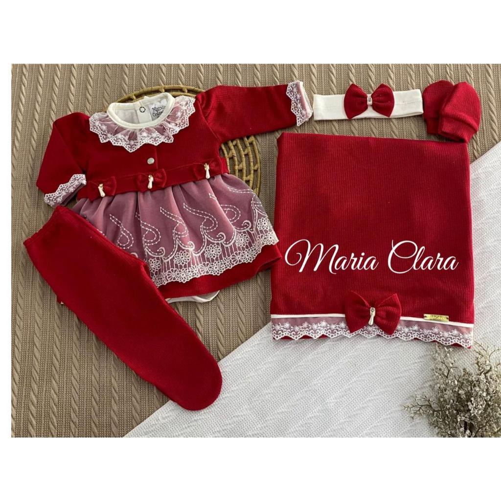 🛍️ Kit Saída de Maternidade 6 Peças Luxo para Bebê Menina com Nome Personalizado Tam. RN