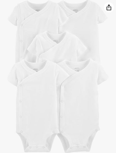 🫧  Simple Joys by Carter's Pacote com 5 bodies unissex de manga curta com fecho lateral t