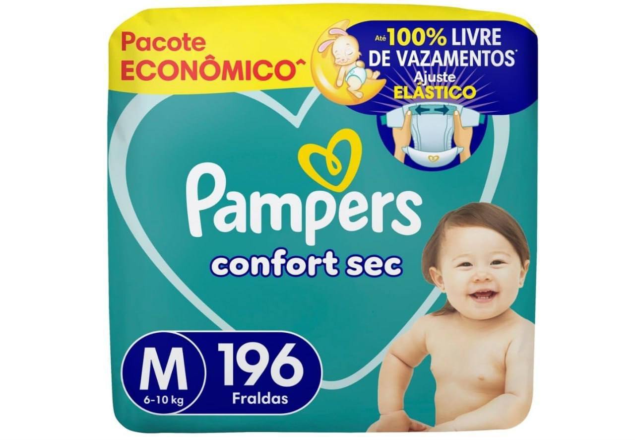 🫧 Fralda Pampers Confort Sec Tamanho M 196 Unidades