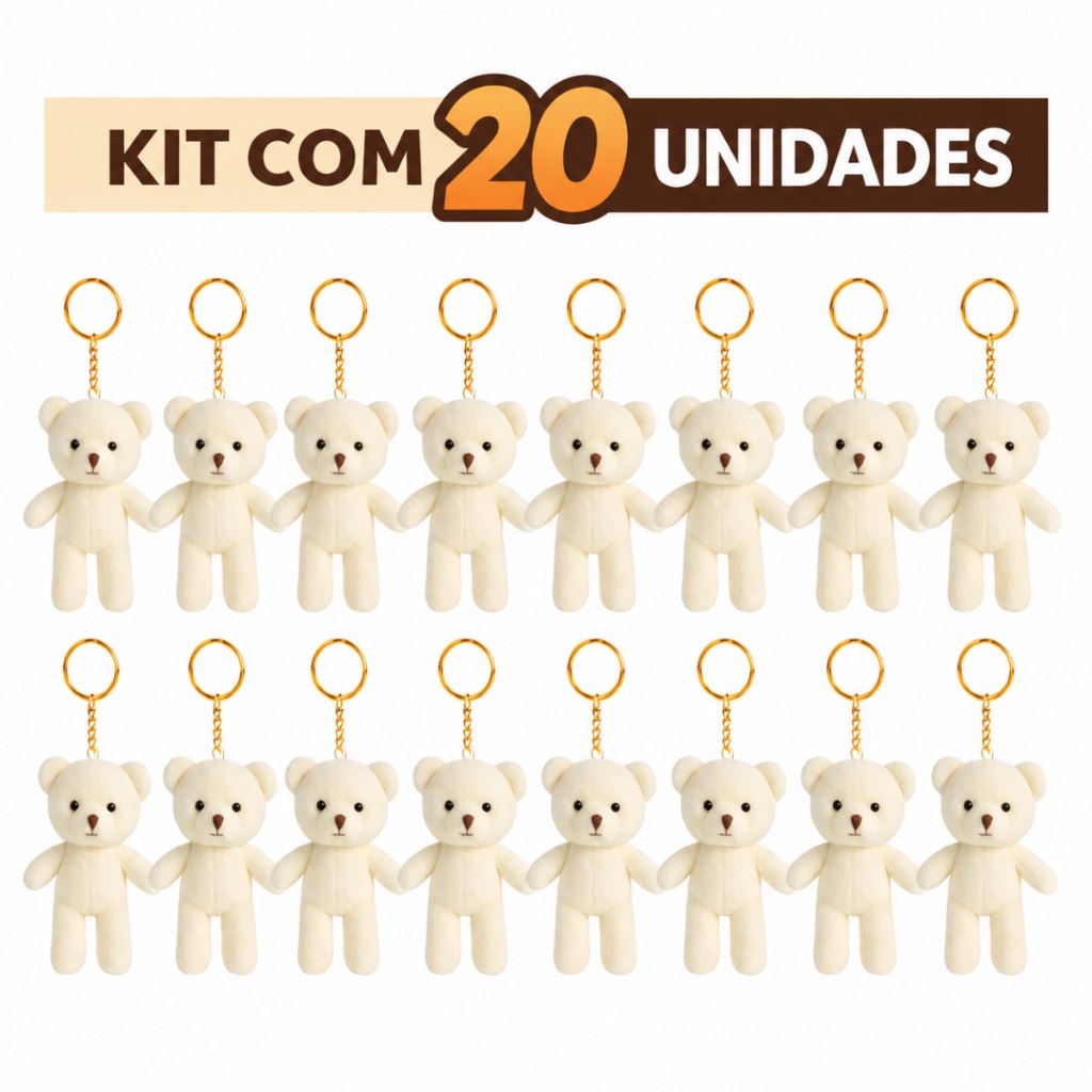 🛍️ Chaveiro Ursinho De Pelúcia Fofo Lembrancinha Chá De Bebê Maternidade Nascimento Batiz