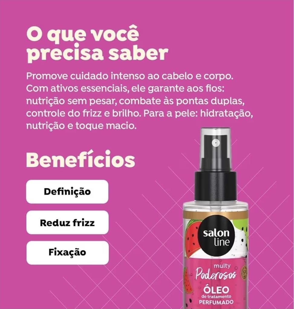 Salon Line, Óleo de Tratamento, Multy Melancia, Cabelo e Corpo, Vegano, 120ml