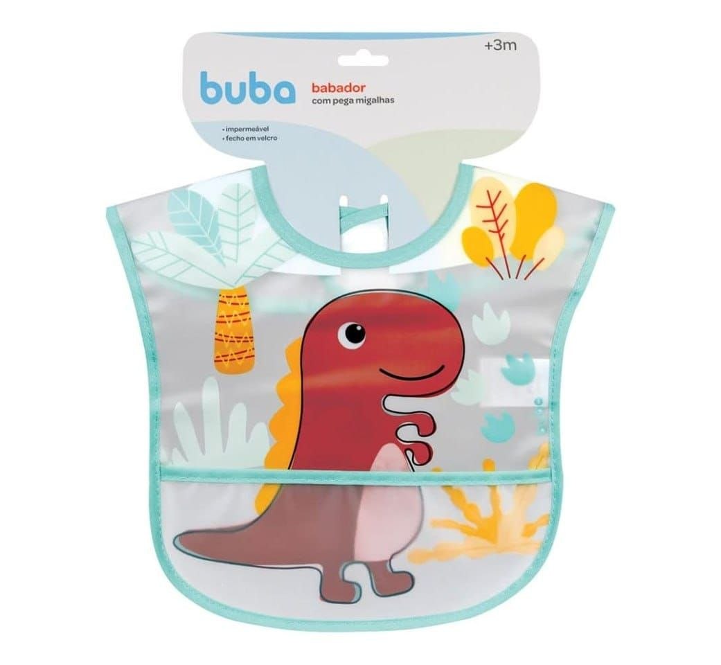 Babador Com Bolso Dino Colorido Buba