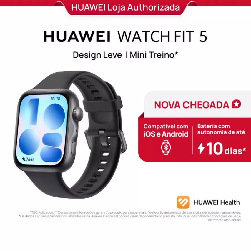 ⌚️HUAWEI WATCH FIT 5 | Smartwatch Relogio | AMOLED de 182" Design Leve | Mini Treino | 64