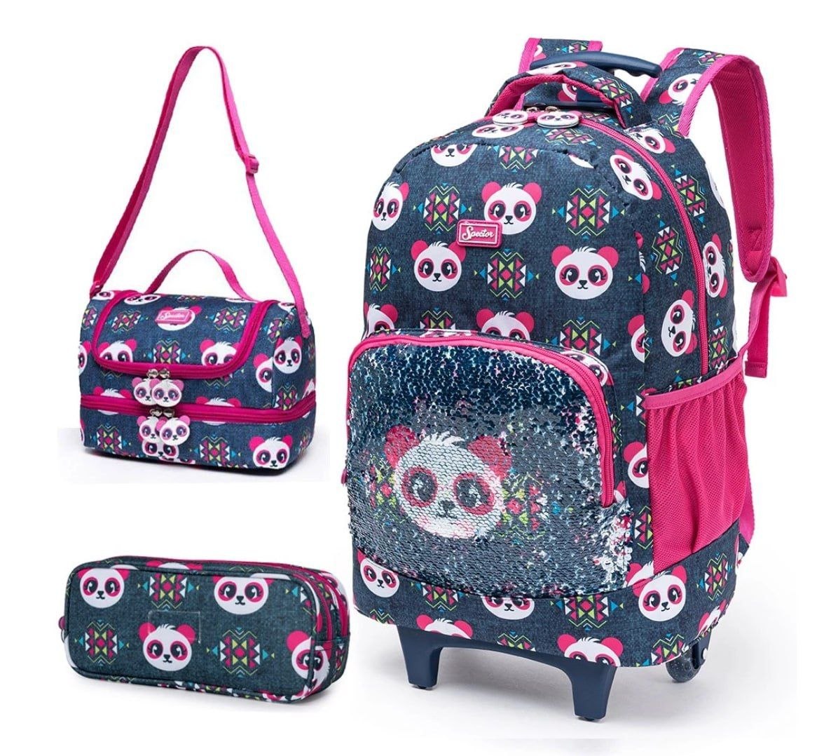 Kit Escolar Mochila, Estojo e Lancheira (2 cores)