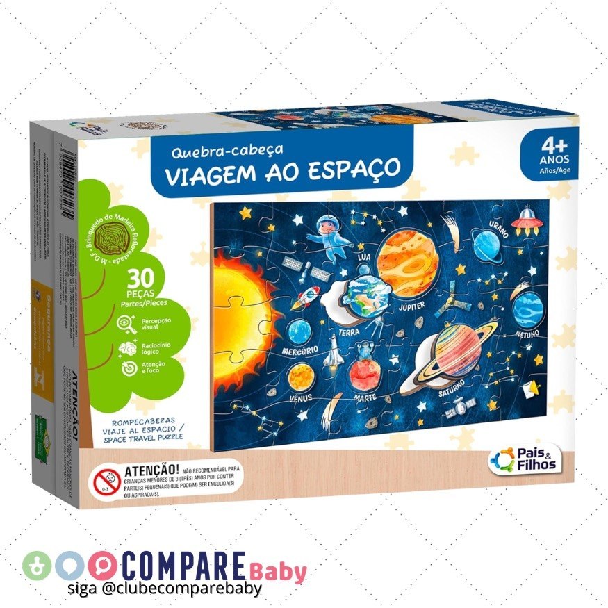 😍 Pais & Filhos | Quebra-Cabeça Viagem Ao Espaço 30 Peças