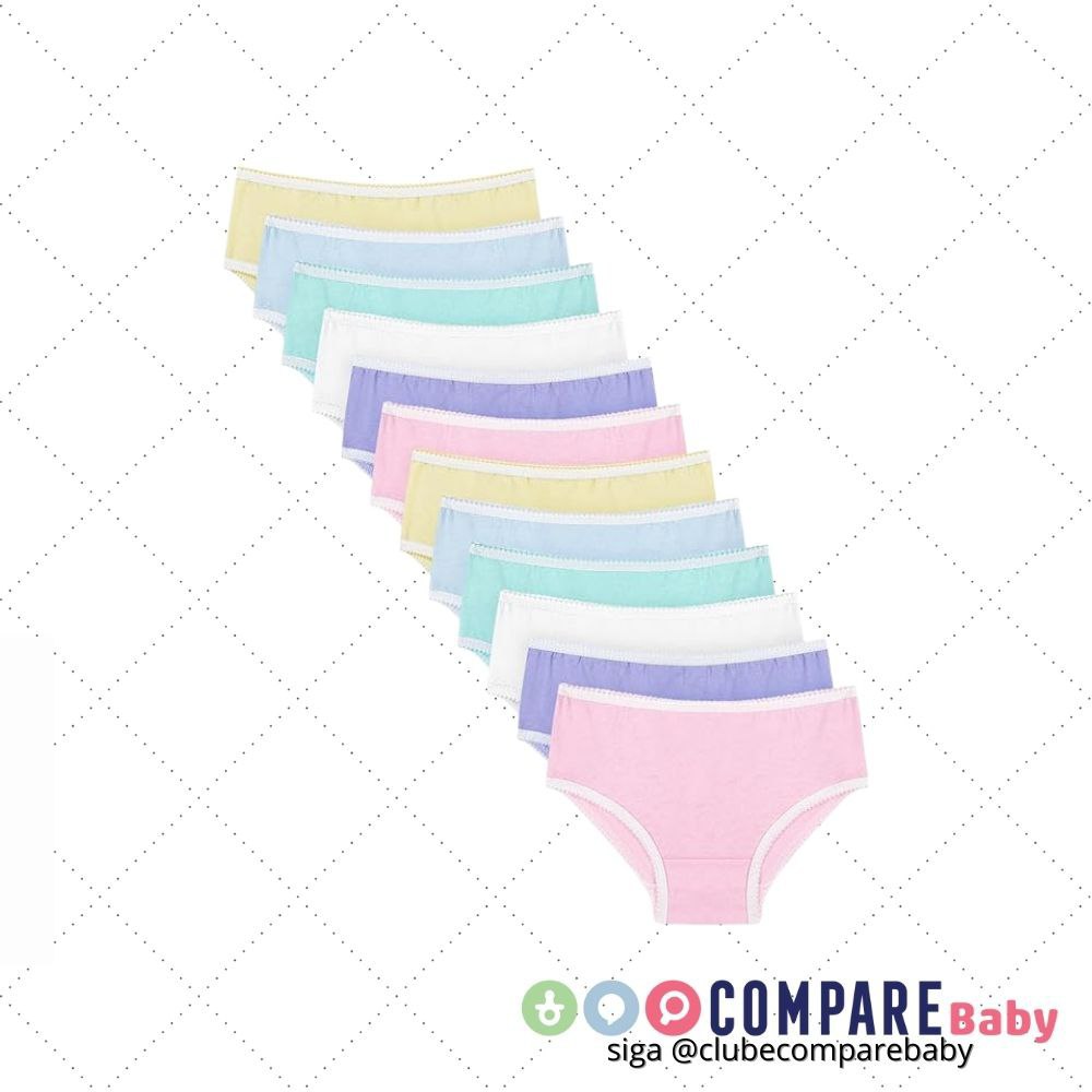 😍 Kids, Calcinha Infantil Lisa Kit 12 Peças Básico DCP Kids