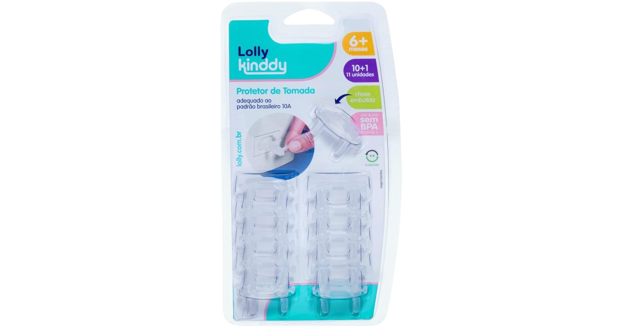 🫧 LOLLY PROTETOR DE TOMADA TRANSPARENTE | KIT COM 11 UNIDADES