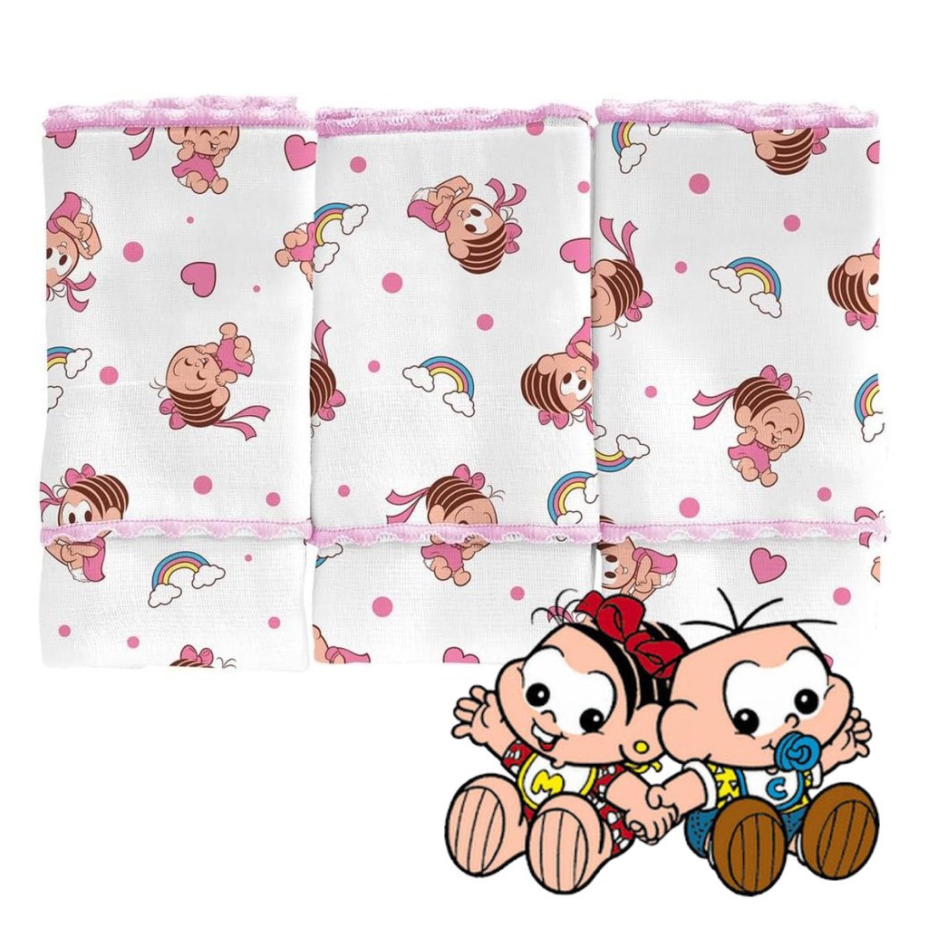 🛍️ Pano de Boca 03 Unidades Turma da Monica