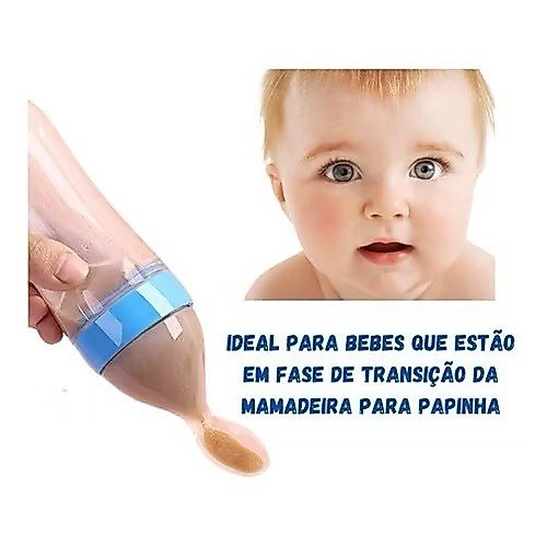🛍️ Mamadeira com Colher Dosadora 90ml Introdução Alimentar Mais Fácil Limpa e Segura Fase