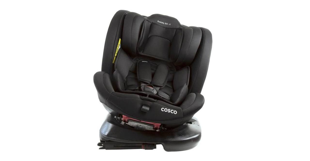 🫧 Cosco Kids, Cadeirinha Evolutty 360 X, 0 a 36kg, com Giro 360º e Isofix, Preto