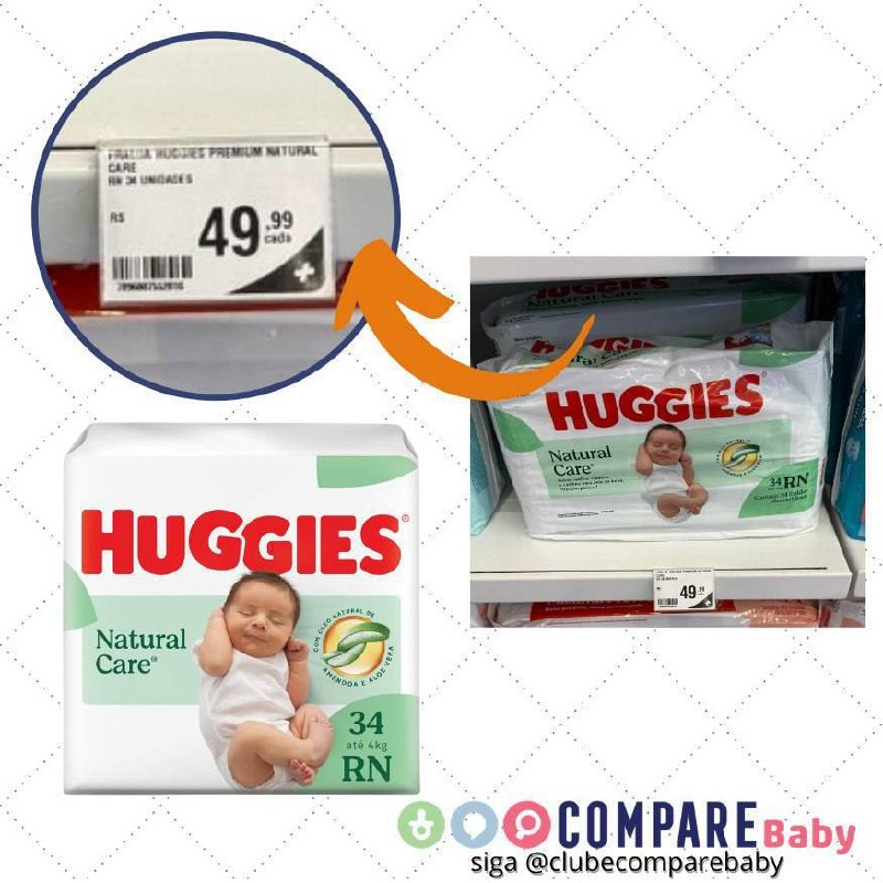 😍 Huggies Fralda Premium Natural Care RN 34 Un (Embalagem pode variar)
