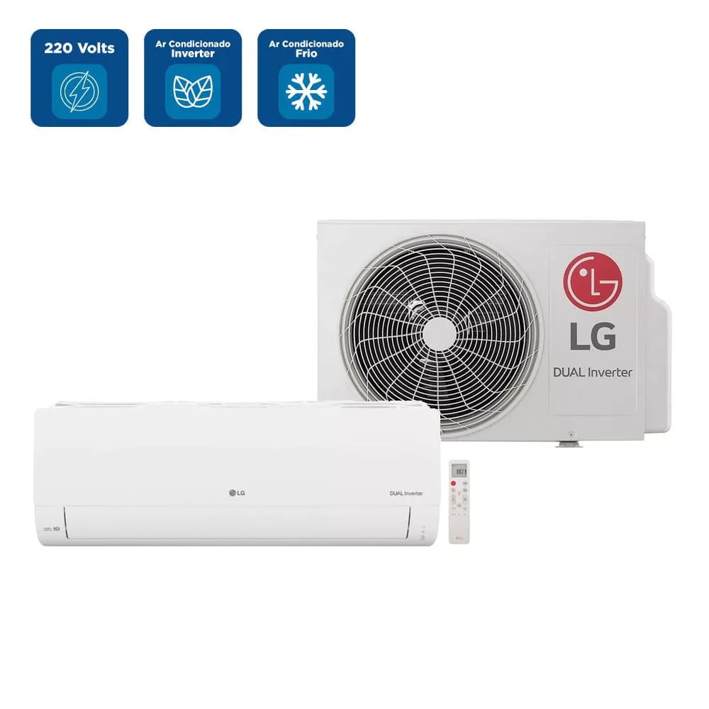 ❄️Ar Condicionado Split LG Dual Inverter AI Compact 9000 BTU/h Frio S3-Q09AAQAC - 220 Volt