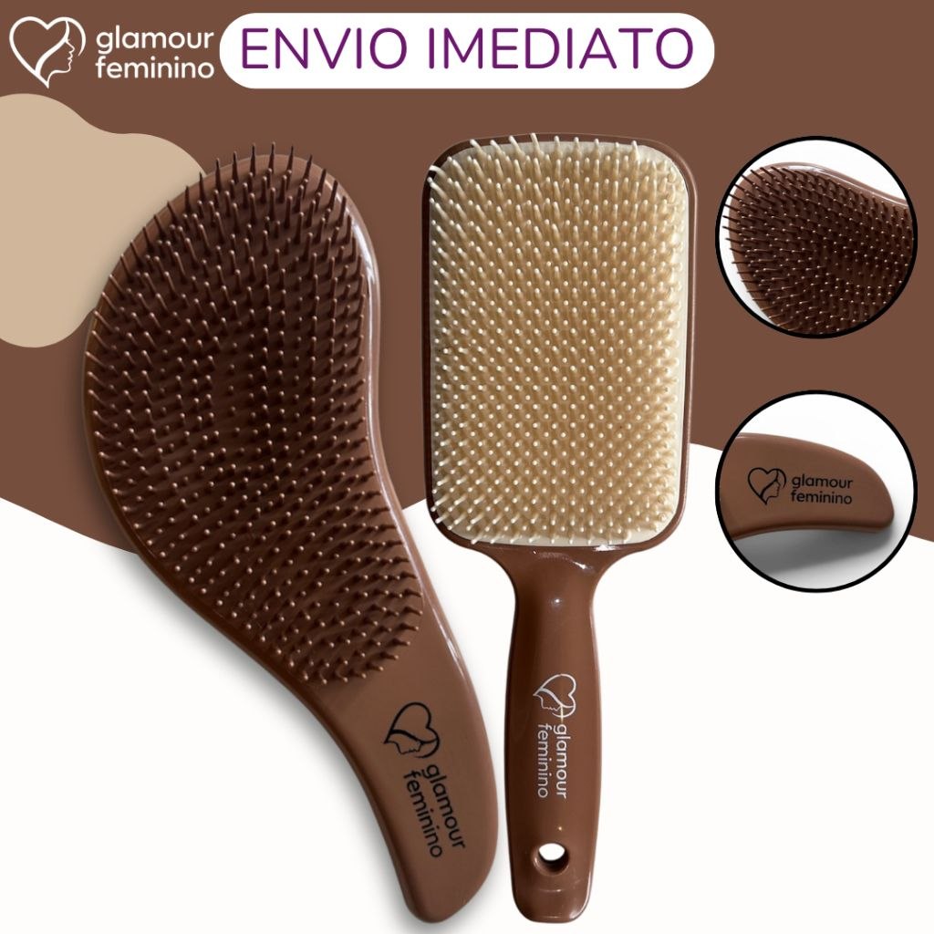 - Kit 1 Escova Raquete Premium + 1 Escovas Mágicas Premium - Anti Frizz - De Desembaraçar