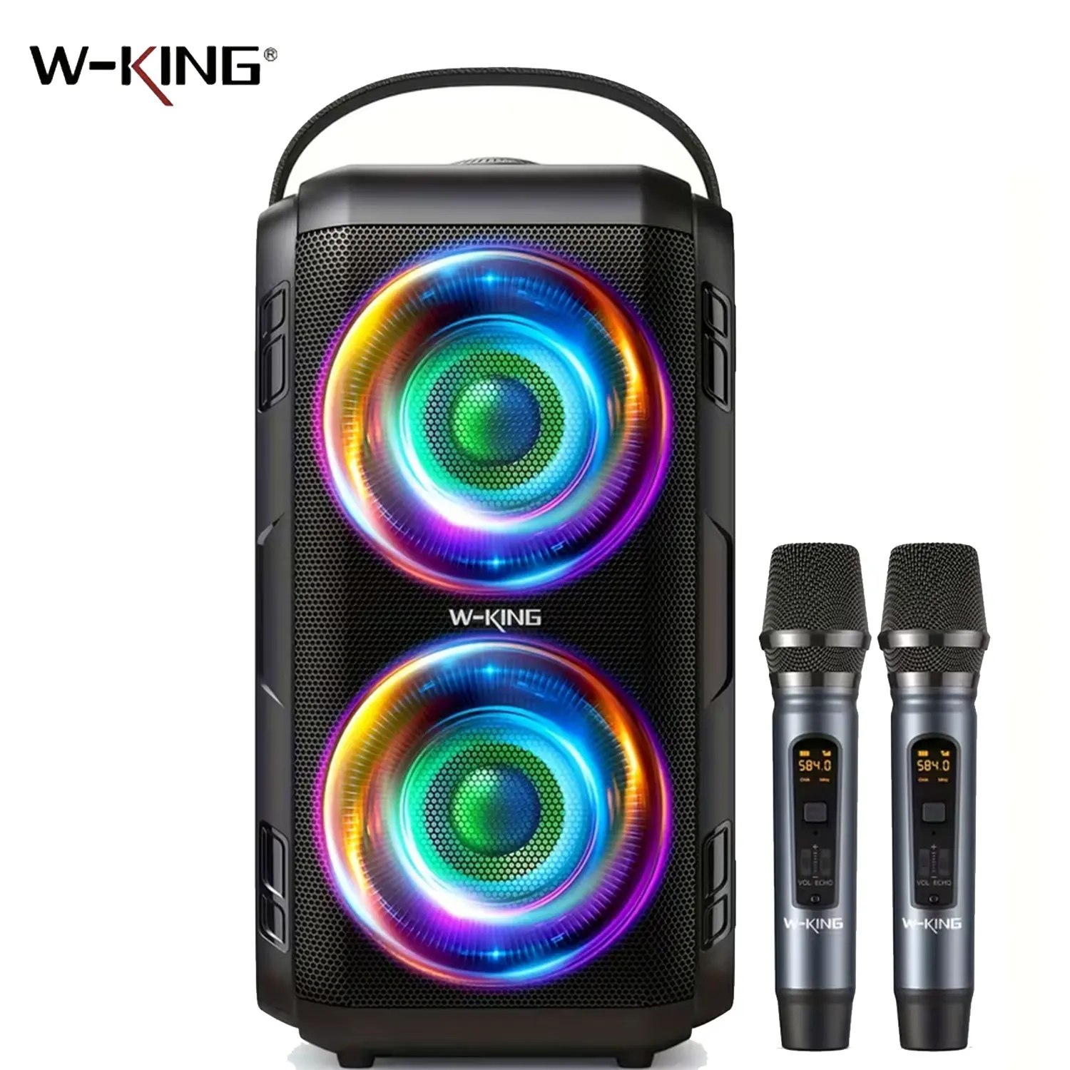 W-KING T9-2 Caixa de Som Bluetooth 80W RMS / 180W Pico | 105dB | 2 Microfones Sem Fio | Ka