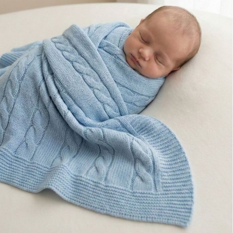 🛍️ Manta Cobertor Tricot Bebê Detalhe Trança Saída Maternidade Recém Nascido