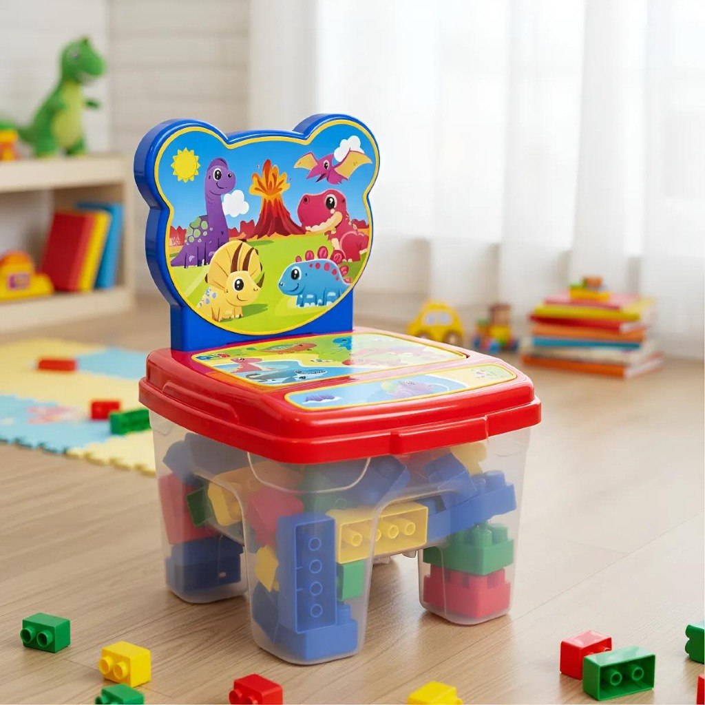 🛍️ Brinquedo Educativo 2 Em 1: Cadeira + Blocos Grandes 48 Peças para montar blocos legal