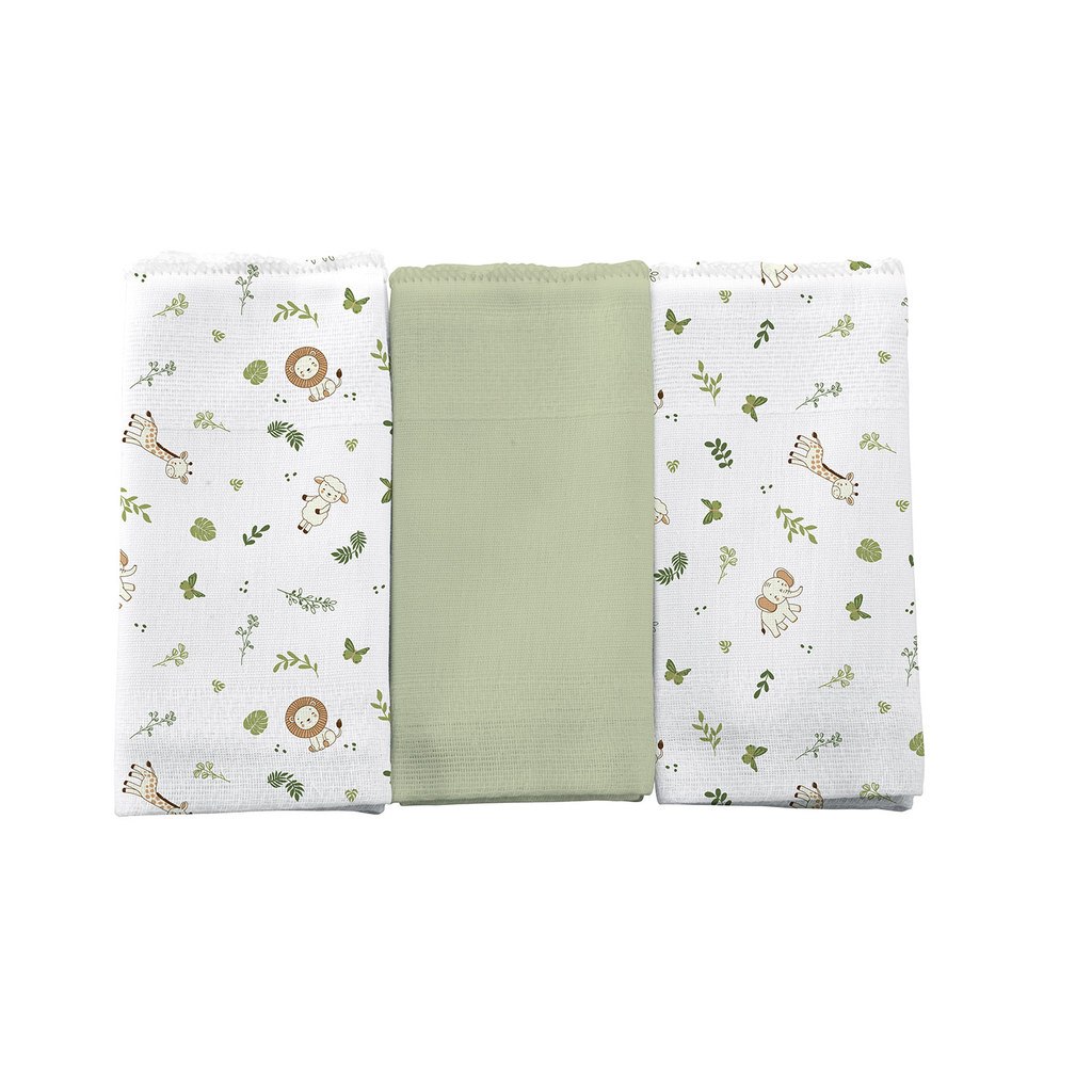 🛍️ Pano de Boca para Bebê 3 Unidades 34 cm x 40 cm Bercinho