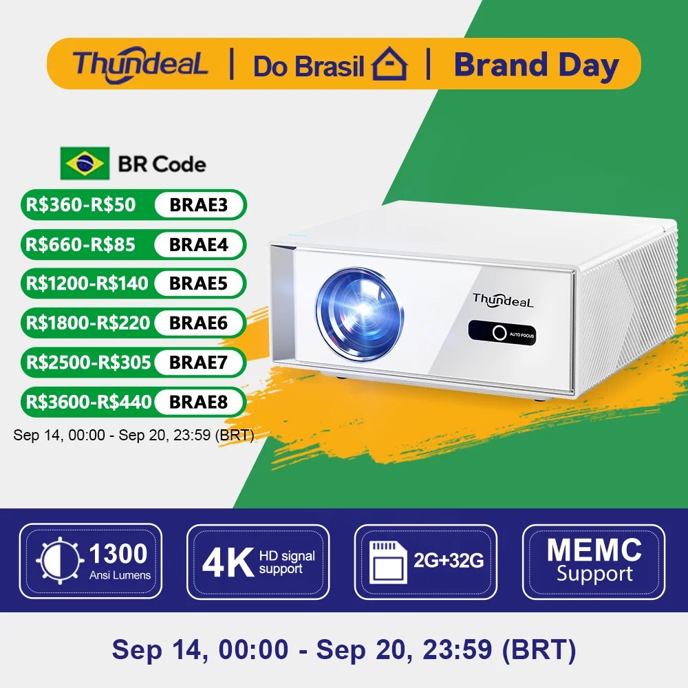 Projetor ThundeaL TD95W 1080p Nativo, Suporte 4K, Android,1300 ANSI Lumens (Selecione
