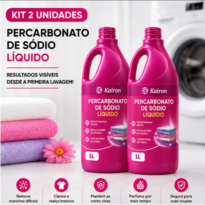 🛍️ Percarbonato de Sodio Liquido Tira Manchas Remove Manchas Vinho Cafe Suor 2l 1l