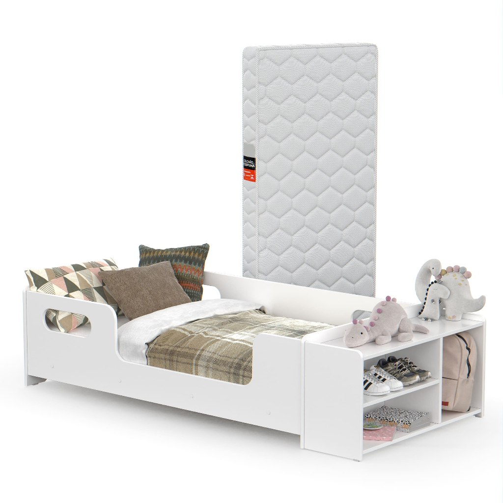 🛍️ Cama Infantil Aconchego com Colchão e Sapateira em MDF – Para Quarto de Meninos e Meni