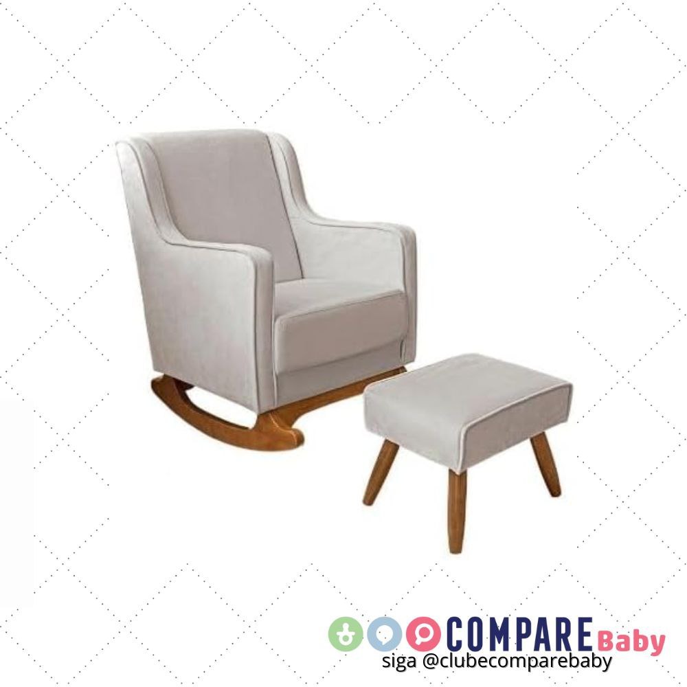 😍 Poltrona/Cadeira de Amamentação para Mamãe Balanço com Puff -SANMOV