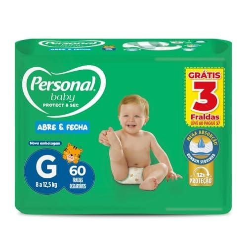 🛍️ Personal Fralda Baby Protect&Sec G, Leve 60 Pague 57 Unidades