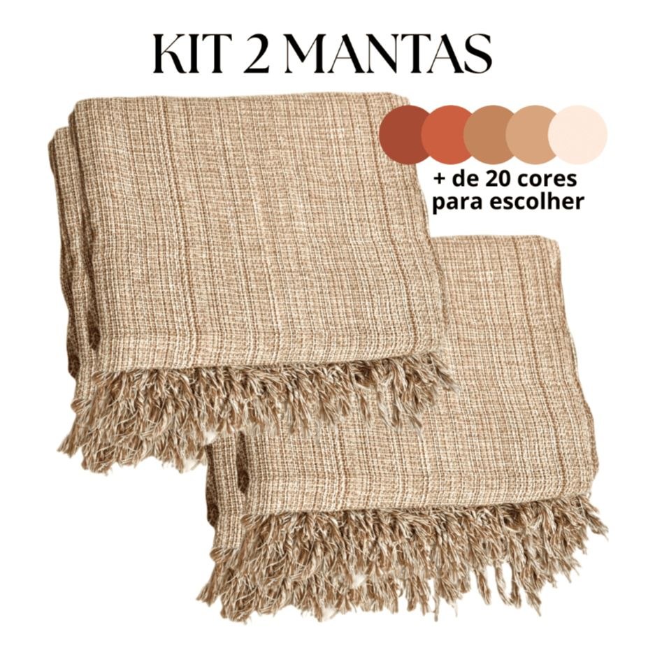 - Kit 2 Mantas Decorativas Para Sofá Luxuosa Tamanho 210X120 Tecido 100% Algodão Casa Nova