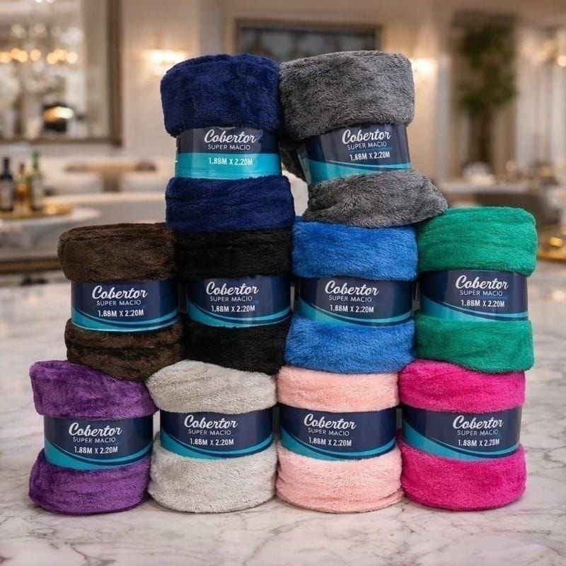 VARIAS CORES! Cobertor Manta Microfibra Casal 2,20 X 1,80 Quentinha Toque Aveludado Confor