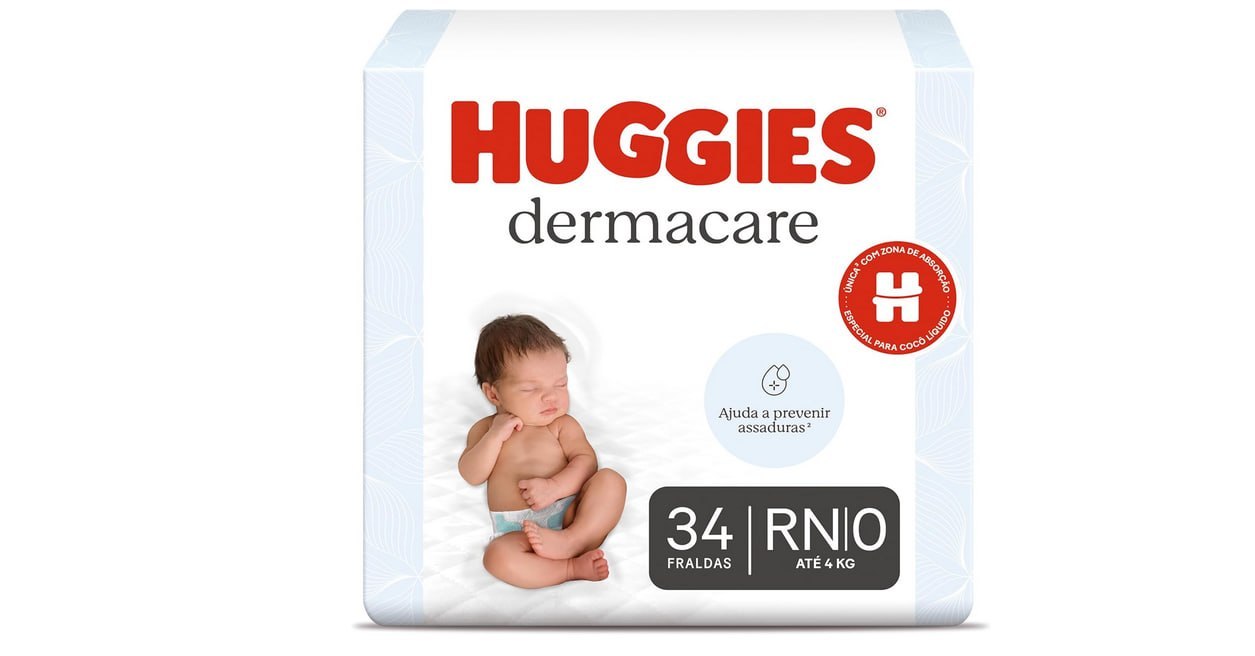 🫧 Fralda Huggies Premium Dermacare RN - 34 Un