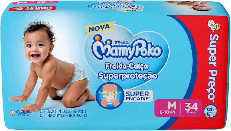 🛍️ MamyPoko Fralda-Calça Superproteção M 34 Unidades