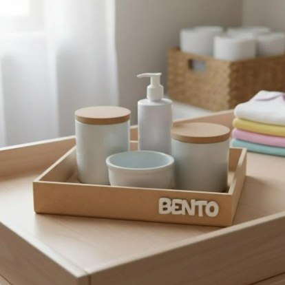 🛍️ Kit Higiene Bebê Porcelana nome personalizado bandeja quadrada sem pintura Tampa Madei