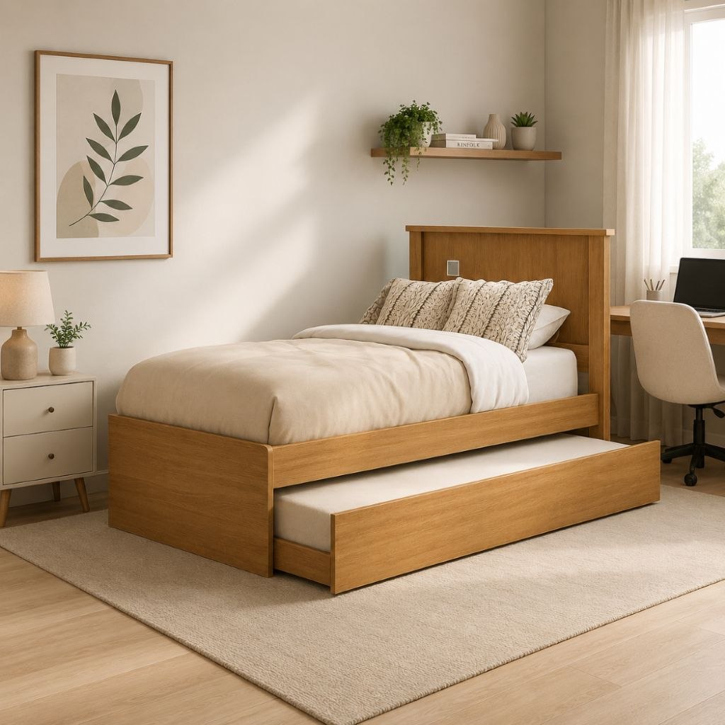 - Bicama Solteiro Com Cama Auxiliar E Colchão 88x188 cm Barcelona MDF - Polizelli Móveis