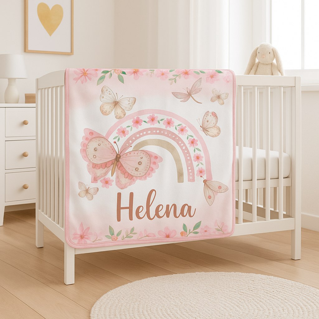 🛍️ Manta para Bebê Menina Personalizada com Nome em malha leve tipo cueiro várias estampa