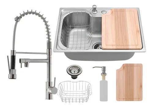 🛍️ Cuba Cozinha Gourmet Aço Inox Tábua C/ Torneira Extensor Cor Prata