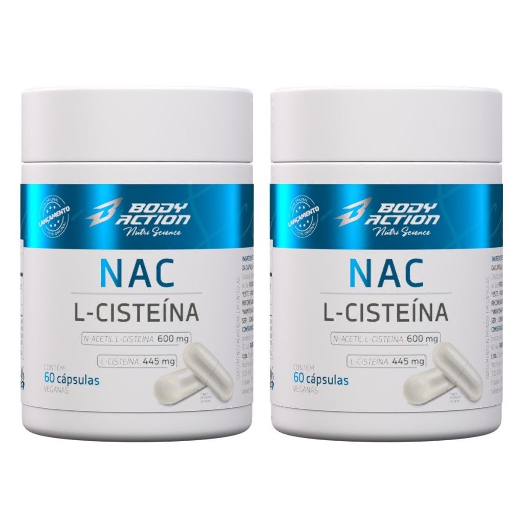 - Kit 2x Nac Acetilcisteína 600mg L-Cisteína 445mg Total 120 Caps Bodyaction