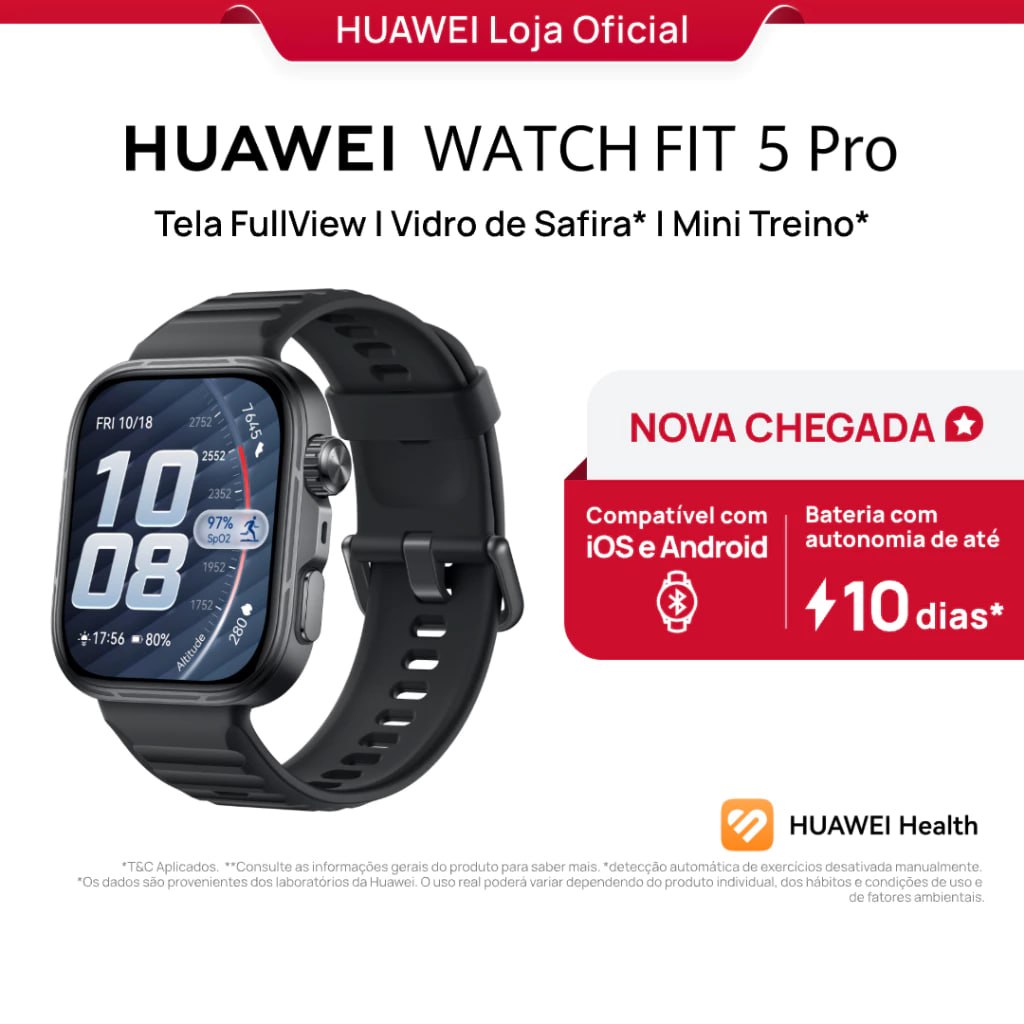 ⌚️HUAWEI WATCH FIT 5 Pro| Smartwatch Relogio | Tela FullView AMOLED de 1,92" | Mini Treino